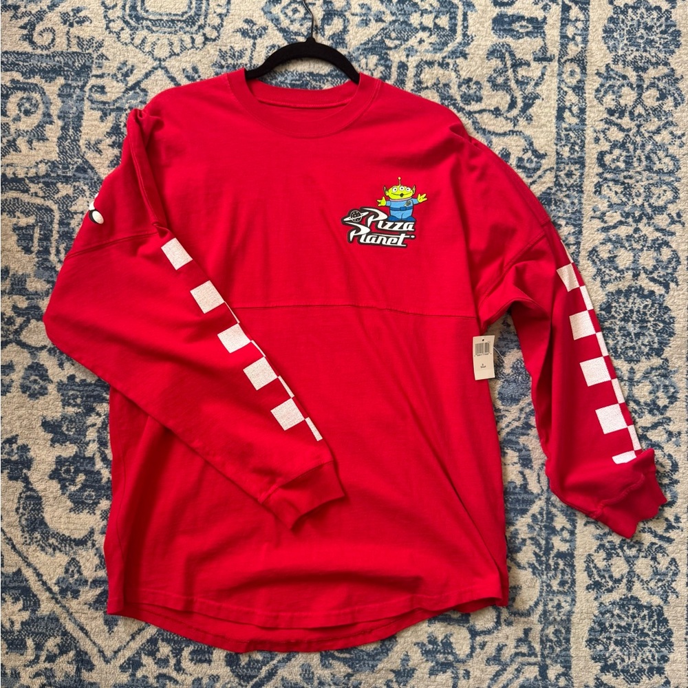 Disney Pixar Pizza Planet Spirit Jersey – Red (Unisex Size S, NWT)